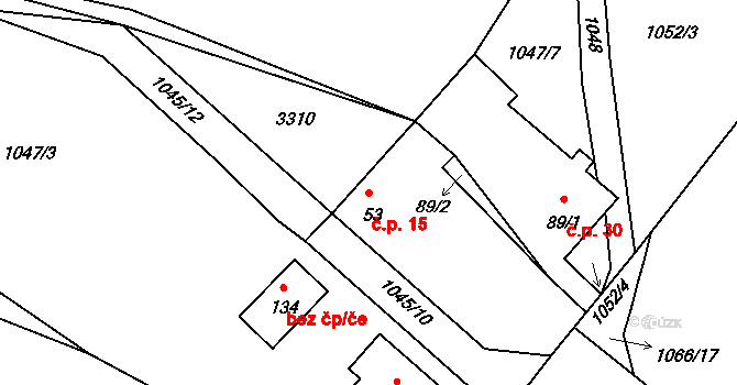 Kaliště u Lipí 15, Lipí na parcele st. 53 v KÚ Kaliště u Lipí, Katastrální mapa