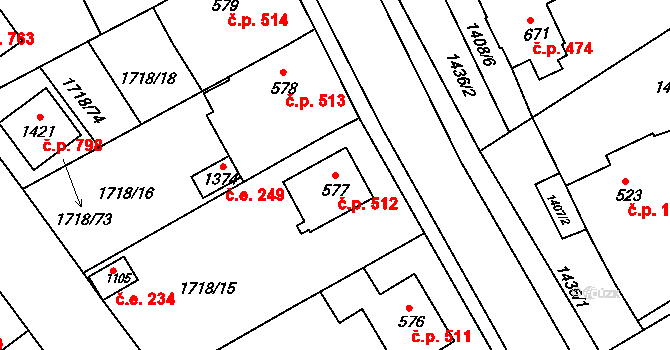 Brtnice 512 na parcele st. 577 v KÚ Brtnice, Katastrální mapa