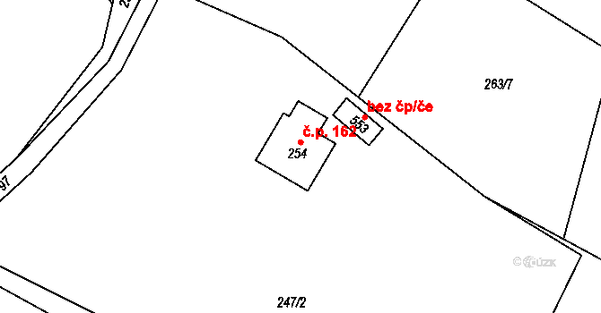 Guty 162, Třinec na parcele st. 254 v KÚ Guty, Katastrální mapa