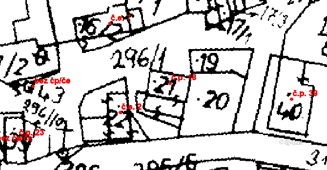 Čeradice 18, Klobuky na parcele st. 21 v KÚ Čeradice u Pálečku, Katastrální mapa
