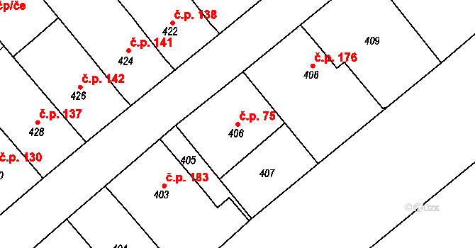 Ketkovice 75 na parcele st. 406 v KÚ Ketkovice, Katastrální mapa