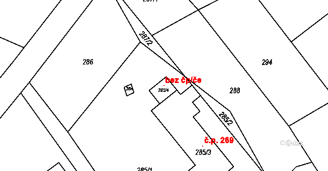 Nová Hradečná 146955935 na parcele st. 285/4 v KÚ Nová Hradečná, Katastrální mapa