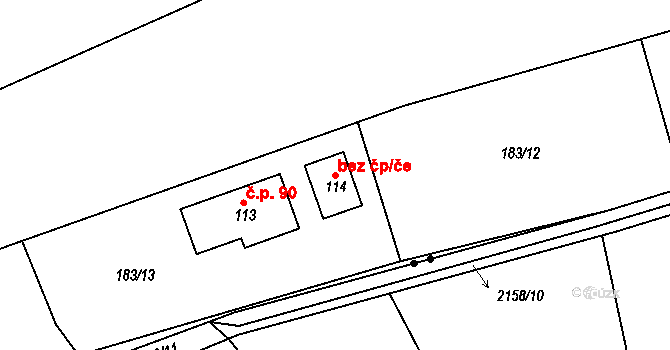 Zdice 147788935 na parcele st. 114 v KÚ Knížkovice, Katastrální mapa