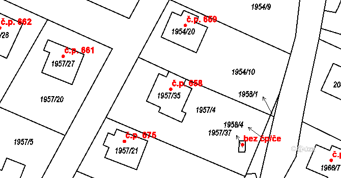Semily 658 na parcele st. 1957/35 v KÚ Semily, Katastrální mapa