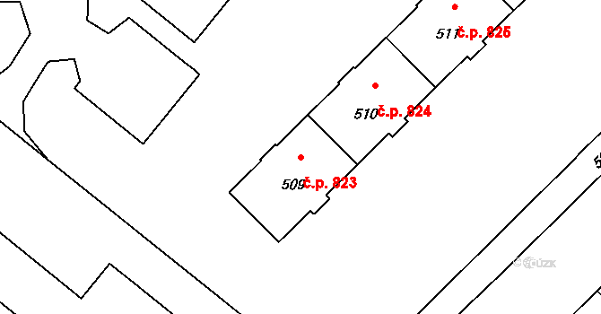 Lutyně 823, Orlová na parcele st. 509 v KÚ Horní Lutyně, Katastrální mapa