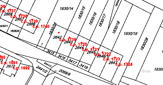 Hořice 1721 na parcele st. 2644 v KÚ Hořice v Podkrkonoší, Katastrální mapa