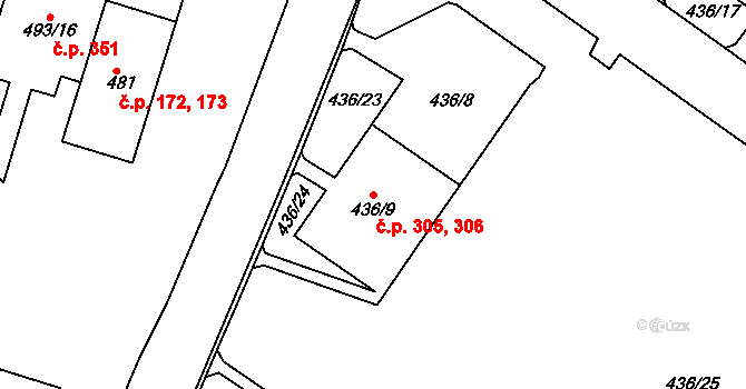 Všebořice 305,306, Ústí nad Labem na parcele st. 436/8 v KÚ Všebořice, Katastrální mapa