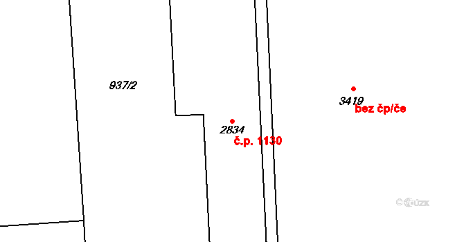 Litomyšl-Město 1130, Litomyšl na parcele st. 2834 v KÚ Litomyšl, Katastrální mapa