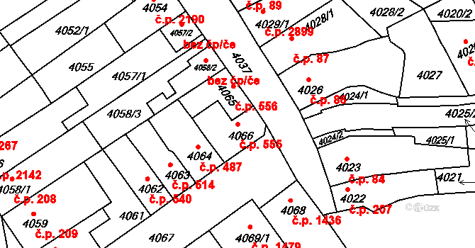 Královo Pole 555, Brno na parcele st. 4066 v KÚ Královo Pole, Katastrální mapa
