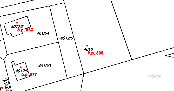 Frýdlant 596, Frýdlant nad Ostravicí na parcele st. 4010 v KÚ Frýdlant nad Ostravicí, Katastrální mapa