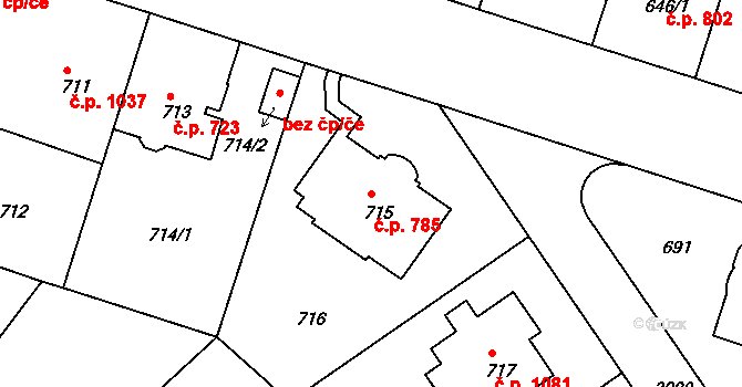 Nusle 785, Praha na parcele st. 715 v KÚ Nusle, Katastrální mapa