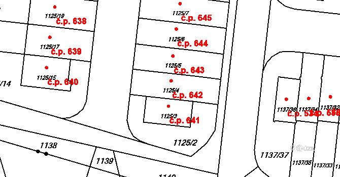 Čimice 642, Praha na parcele st. 1125/4 v KÚ Čimice, Katastrální mapa