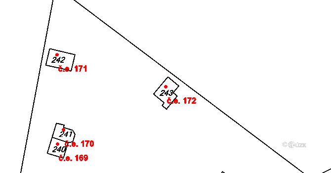 Horákov 172, Mokrá-Horákov na parcele st. 243 v KÚ Horákov, Katastrální mapa