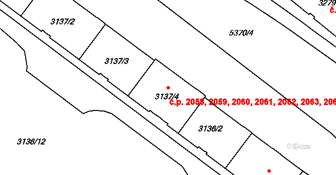 Východní Předměstí 2058,2059,2060,2061,, Plzeň na parcele st. 3137/4 v KÚ Plzeň, Katastrální mapa