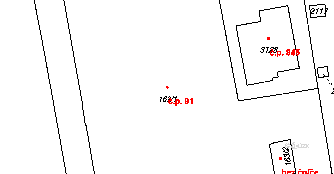 Úšovice 91, Mariánské Lázně na parcele st. 163/1 v KÚ Úšovice, Katastrální mapa