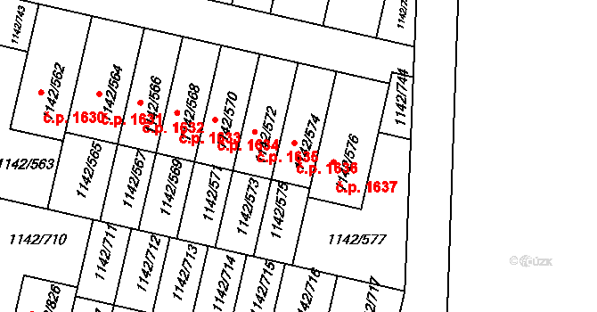Řepy 1636, Praha na parcele st. 1142/574 v KÚ Řepy, Katastrální mapa