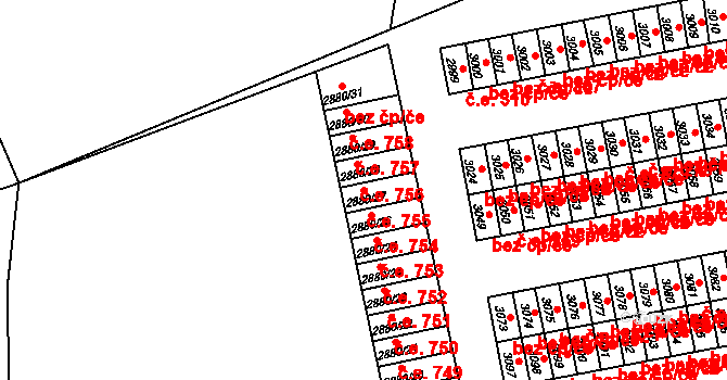 Lutyně 755, Orlová na parcele st. 2880/27 v KÚ Horní Lutyně, Katastrální mapa