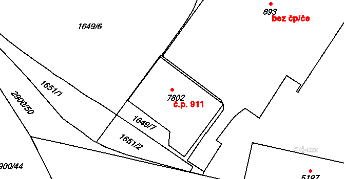 Kolín IV 911, Kolín na parcele st. 7802 v KÚ Kolín, Katastrální mapa