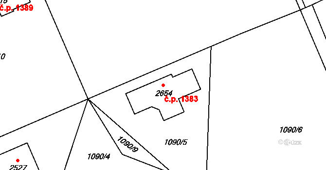 Lomnice nad Popelkou 1383 na parcele st. 2654 v KÚ Lomnice nad Popelkou, Katastrální mapa