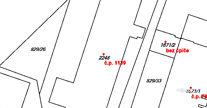 Valdické Předměstí 1139, Jičín na parcele st. 2248 v KÚ Jičín, Katastrální mapa