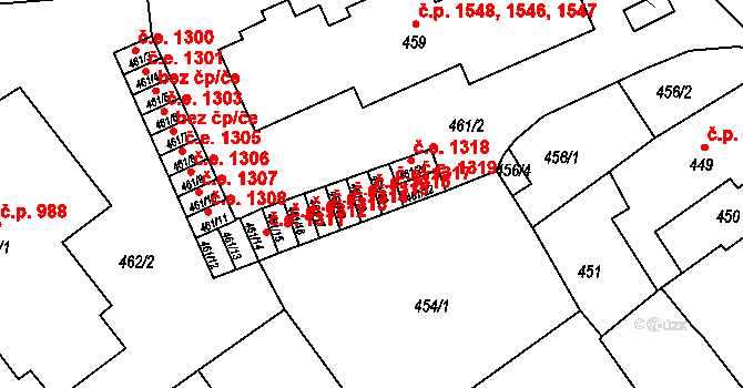 Pelhřimov 1316 na parcele st. 461/19 v KÚ Pelhřimov, Katastrální mapa