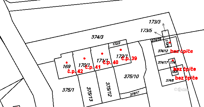 Nesperská Lhota 40, Vlašim na parcele st. 171/1 v KÚ Nesperská Lhota, Katastrální mapa