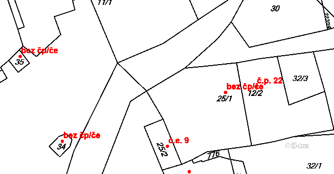 Jesenice 38594935 na parcele st. 25/1 v KÚ Bedlno, Katastrální mapa