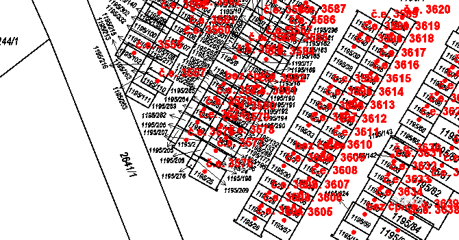 Prostřední Suchá 3579, Havířov na parcele st. 1195/22 v KÚ Prostřední Suchá, Katastrální mapa