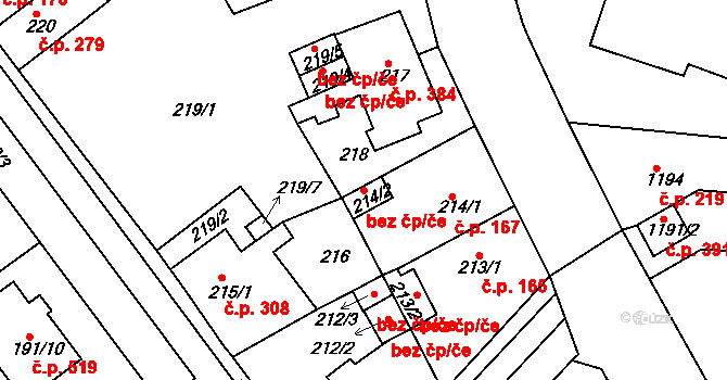 Proboštov 39161935 na parcele st. 214/2 v KÚ Proboštov u Teplic, Katastrální mapa