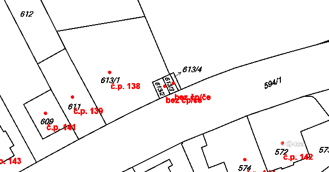 Brno 39462935 na parcele st. 613/2 v KÚ Veveří, Katastrální mapa