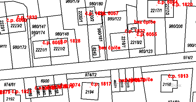 Zlín 40213935 na parcele st. 8243 v KÚ Zlín, Katastrální mapa