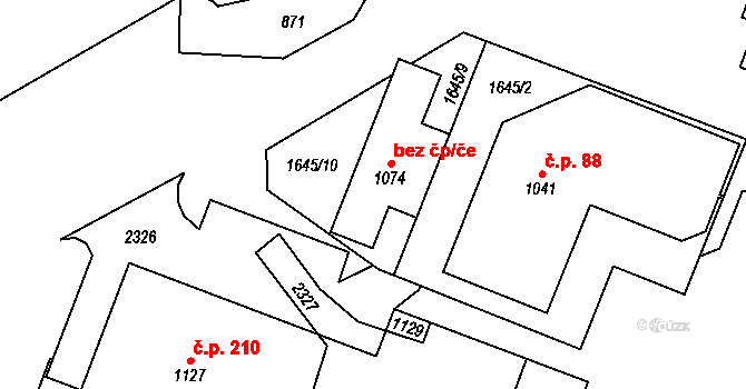 Hanušovice 41318935 na parcele st. 1074 v KÚ Hanušovice, Katastrální mapa