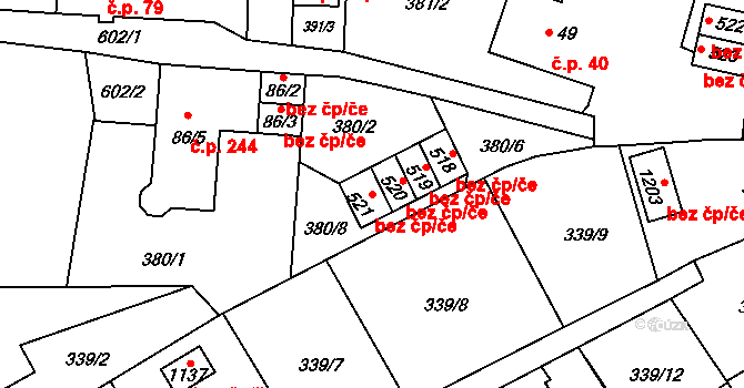 Ostrava 43882935 na parcele st. 521 v KÚ Nová Ves u Ostravy, Katastrální mapa
