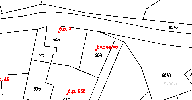 Borohrádek 44252935 na parcele st. 96/4 v KÚ Borohrádek, Katastrální mapa