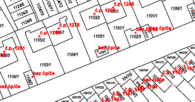Třešť 44501935 na parcele st. 1103/4 v KÚ Třešť, Katastrální mapa