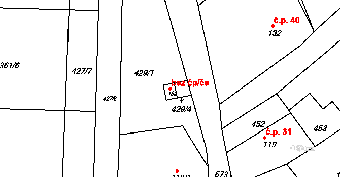 Mžany 46607935 na parcele st. 182 v KÚ Stračovská Lhota, Katastrální mapa