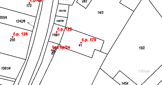 Medlovice 179 na parcele st. 41 v KÚ Medlovice u Uherského Hradiště, Katastrální mapa