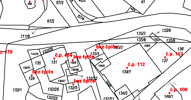 Hodonice 47481935 na parcele st. 135/5 v KÚ Hodonice, Katastrální mapa