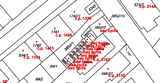 Břeclav 47909935 na parcele st. 3852/5 v KÚ Břeclav, Katastrální mapa