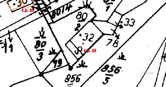 Heřmanice 25, Králíky na parcele st. 32 v KÚ Heřmanice u Králík, Katastrální mapa