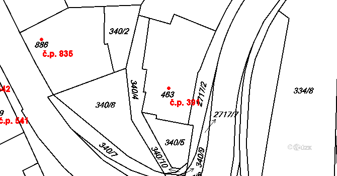 Choceň 391 na parcele st. 463 v KÚ Choceň, Katastrální mapa