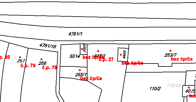 Bezděkovské Předměstí 27, Domažlice na parcele st. 842/1 v KÚ Domažlice, Katastrální mapa