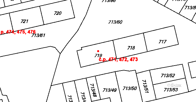 Vejprnice 471,472,473 na parcele st. 719 v KÚ Vejprnice, Katastrální mapa