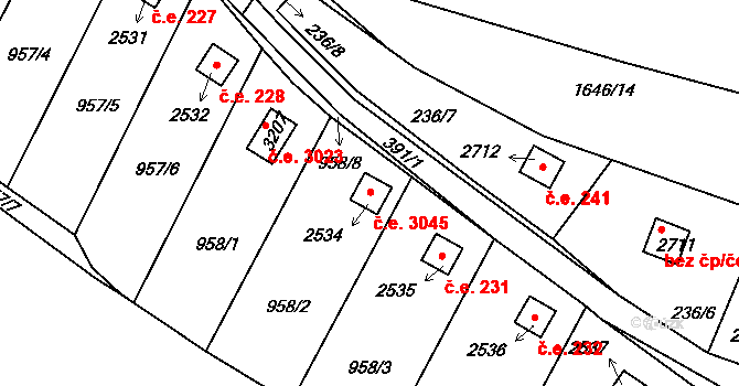 Sezimovo Ústí 3045 na parcele st. 2534 v KÚ Sezimovo Ústí, Katastrální mapa