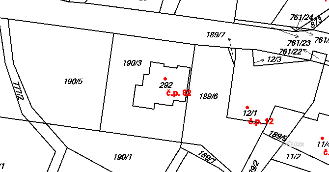 Petrovice 82, Týniště nad Orlicí na parcele st. 292 v KÚ Petrovice nad Orlicí, Katastrální mapa