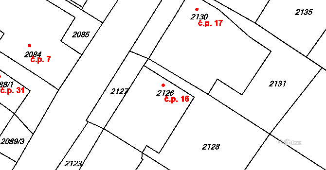 Gabrielka 16, Kamenice nad Lipou na parcele st. 2126 v KÚ Kamenice nad Lipou, Katastrální mapa