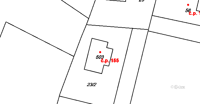 Nedošín 155, Litomyšl na parcele st. 503 v KÚ Nedošín, Katastrální mapa