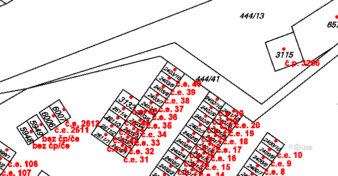 Žatec 38 na parcele st. 2403/8 v KÚ Žatec, Katastrální mapa