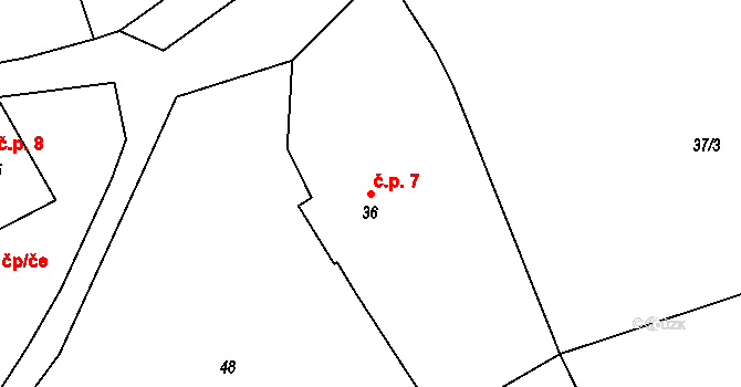 Kohoutov 7, Ždírec nad Doubravou na parcele st. 36 v KÚ Kohoutov u Ždírce nad Doubravou, Katastrální mapa
