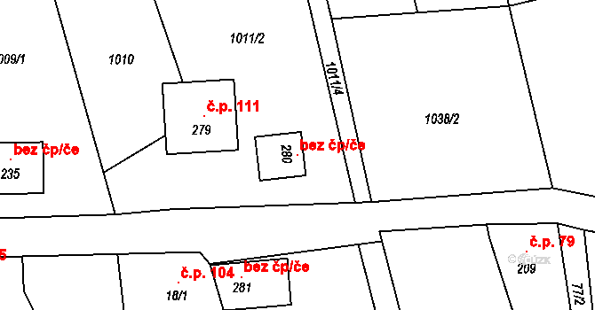Olešnice 99727935 na parcele st. 280 v KÚ Buková u Nových Hradů, Katastrální mapa